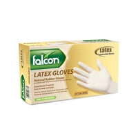 Falcon Latex Gloves Pre-Powdered, With Powder -100 Pieces  (Extra Large)
