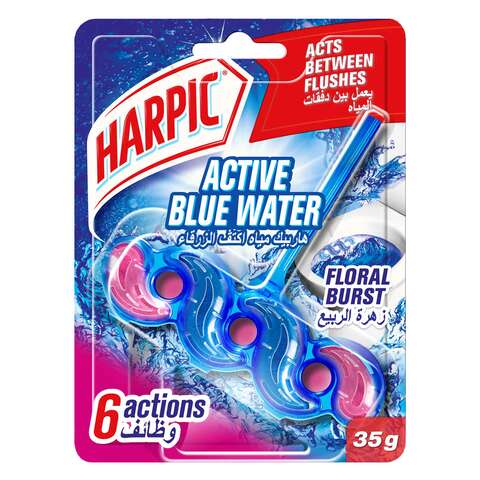 Buy Harpic Active Blue Water Toilet Cleaner Rim Block, Floral Burst, 35 g in Saudi Arabia