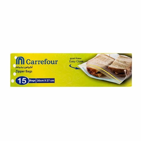 Carrefour Sandwich Ziplock Bag - 27 x 30 Cm - 15 Bags