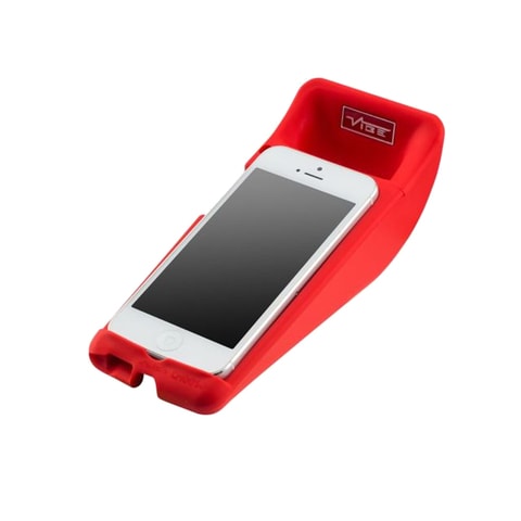 Vibe Slick Cheese Phone Holder [Landscape or Portrait] Sound Booster Amplification [Virtually Indestructible] Charge Phone Whist Docked - for iPhone 5 &amp; 5S - [Non-Toxic Silicone Rubber Design] Red