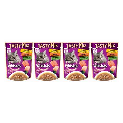 Whiskas Cat Food Tasty Mix Wet Chicken With Salmon 70g x Pack of 4