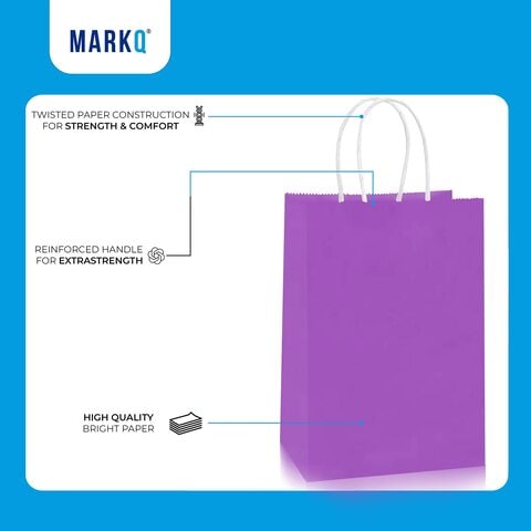 [Pack of 24] Kraft Paper Bag (Purple, 22 x 16 x 8 cm)