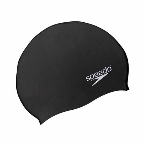 Speedo Plain Silicone Moulded Junior Swimming Cap Black