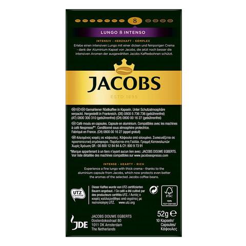 Jacobs Lungo 8 Intenso Compatible Aluminium Coffee Capsules 52g