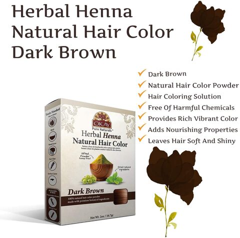 Buy Okay, Herbal Henna Natural Hair Color, Dark Brown, 2 Oz ( G) Online  - Shop Beauty & Personal Care on Carrefour UAE