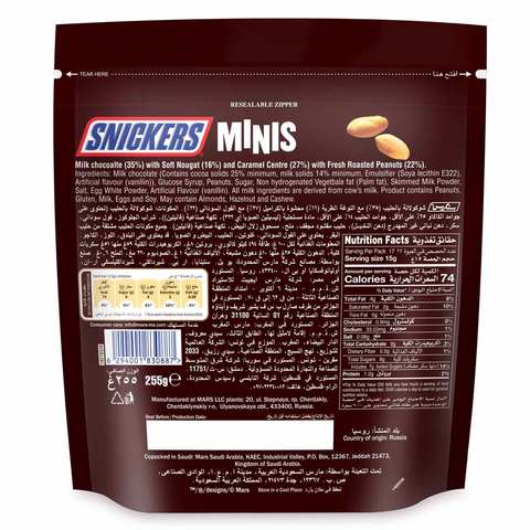 Snickers Mini Peanut Filled Chocolate 252g