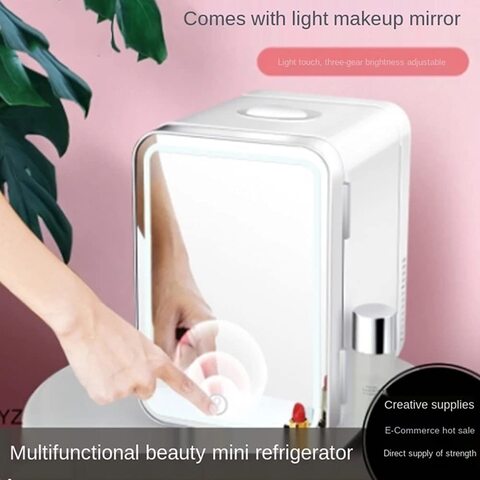 N/B Ac/Dc Skincare Fridge With Makeup Mirror, Mini Fridges For Skin Care, Lightweight Beauty Fridge With LED Lights For Skin Care Products, Breast Milk, Foods