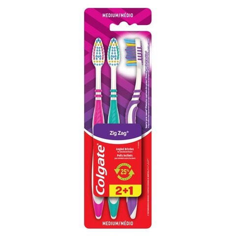 Colgate Zig Zag Medium Toothbrush Multicolour 3 count