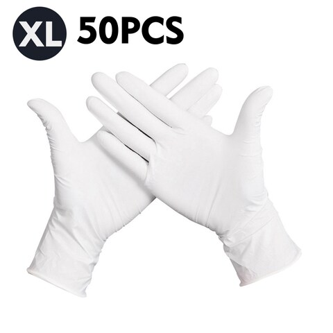 Generic-50 Pcs/Disposable Gloves Thick  Powder-Free Rubber Latex Stretchy Gloves Sterile Food Safe Grade for Home Food Laboratory Use (XL)