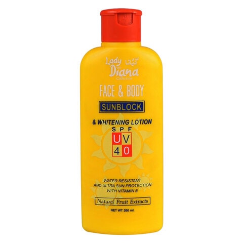 Lady Diana SPF UV 40 Sunblock Face And Body Lotion 200ml