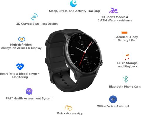 AmazfitGTS 2 SmartWatch for Men Android iPhone,Bluetooth Phone  Call,Built-in ALEXA & GPS,Fitness Watch with 90 Sports Modes,Blood Oxygen  Heart Rate