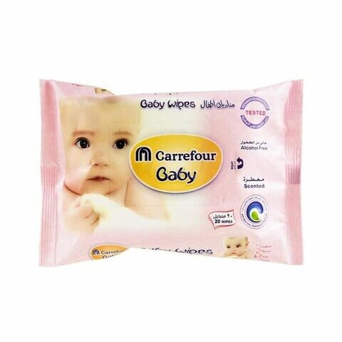 Carrefour Scented Baby Wipes Aloe Vera White 20 Wipes