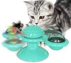 اشتري Windmill Cat Toy with Led Ball and Catnip Ball, Interactive Cat Rotation Toy with Suction Cup,Catnip Toy with Scratch Hair Brush Grooming Tool for Cat في الامارات