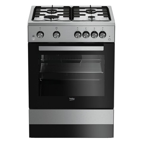 Beko 60 X 60 Cm 4 Gas Burners Free Standing Gas Cooker Heavy Duty Cast Iron Pan Support Inox FSGT61121DXL