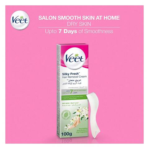 Veet Silky Fresh Hair Removal Cream Body &amp; Legs for Dry Skin, Nourishing Shea Butter &amp; Lily Fragrance &ndash; 100g