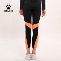 Kelme Women Running  Tight Trousers, Fitness,Yoga Pants (Black/Orange) - Size S.