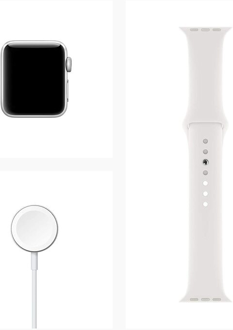 Apple Watch Series 3 38mm Silver Aluminium Case with White Sport Band GPS Only, International Version