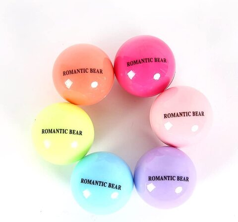 6Pcs Romantic Bear Ball Lip Balm Makeup Baby Lips Moist Balm Cute Fruity Flavor Libalm Natural Plant Nutritious Lips Care