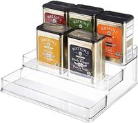 iDesign Linus Plastic Stadium Spice Racks, BPA-Free 3-Tiered Organizer for Kitchen, Pantry, Bathroom, Vanity, Office, Craft Room Storage Organization, 10.25&quot; x 9.25&quot; x 4&quot;, Clear