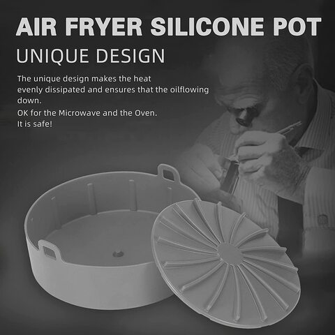 Air Fryer Silicone Pot, XIILSIE 2Pcs Round Food Safe Non Stick Air Fryer  Basket Accessories, Reusable Replacement of Flammable Parchment Liner Paper
