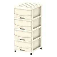 Cosmoplast Cedargrain 4 Tiers Storage Cabinet with Drawers and Wheels Off White 50x40x92cm