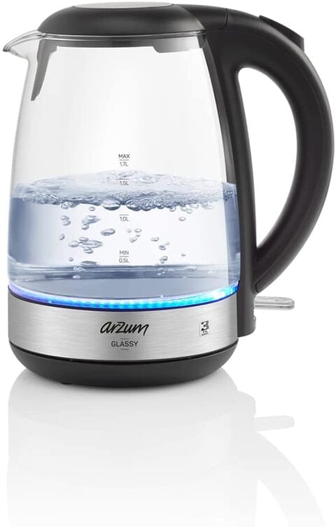 Arzum Glassy Kettle, Electric tea water boiler, with Blue LED Indicator Light, AR3071