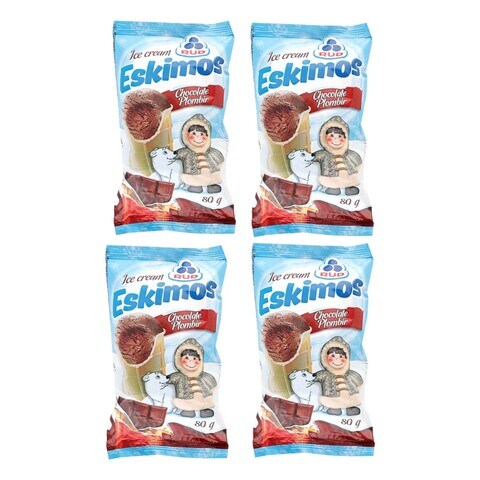 Buy Rud Eskimos Chocolate Plombir Ice Cream 80g Pack of 4 in UAE