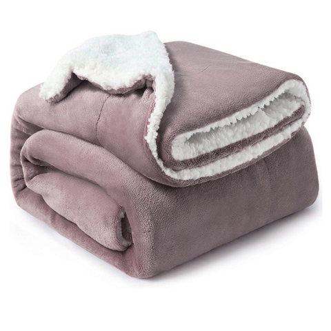 Soft Sheep Reversible Sherpa Blanket Throw Blanket King Size Lilac 220x240 cm