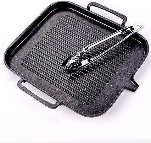 BBQ Grill pan, Barbecue Oven Non-stick Bakeware-Induction cooker, compatible aluminum non-stick coated bakeware with grease drainage system (30*25*2cm)