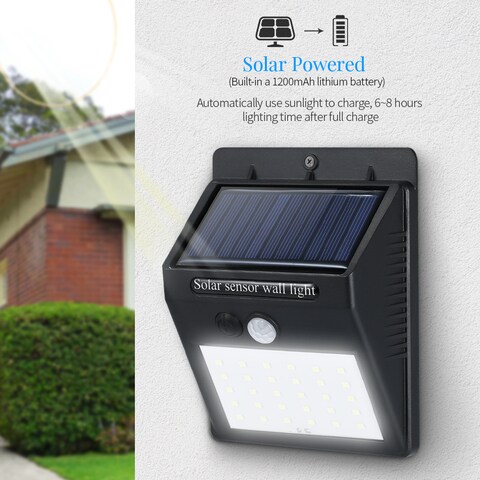 Decdeal - LED Solar Powerd PIR Motion Sensor Wall Dim Light 3-Modes Outdoor Waterproof Energy Saving Street Yard Path Home Garden Security Lamp--30 LEDs