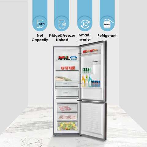 Bompani 380L Bottom Freezer Refrigerator With 1 Year Warranty - BBF380SS Silver
