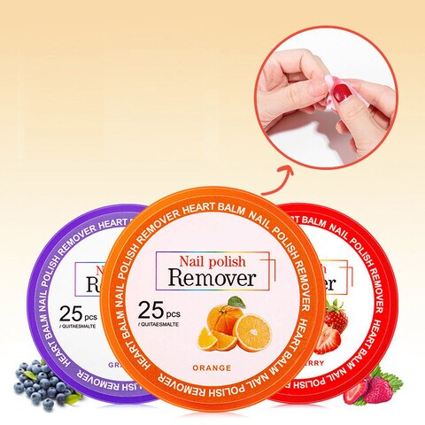 3 PCS Of Nail Polish Remover Pads With Different Flavours.