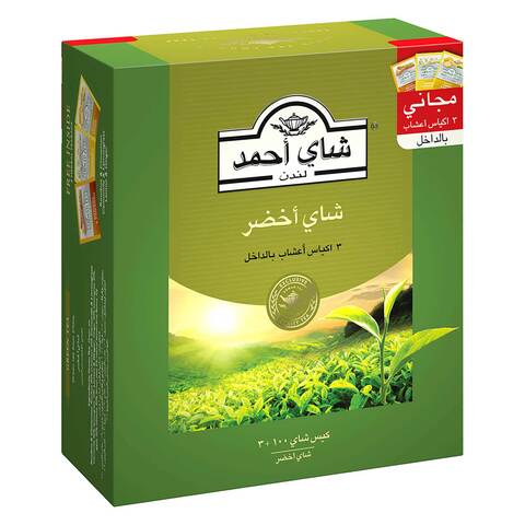 شاي احمد – شاي أخضر فاخر - 100 كيس شاي  +  3 أكياس اعشاب أو شاي فواكه مجانا