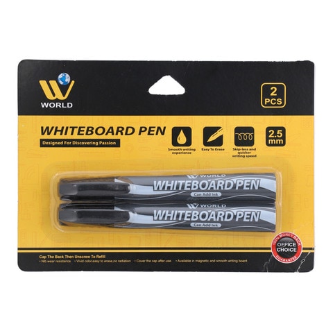World Whiteboard Pen Black 2 Pcs