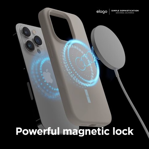 Elago Silicone for iPhone 14 Pro MAX case cover Shockproof compatible with MagSafe - Stone