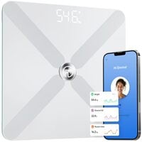 T Electronics Smart Scale for Body Weight with APP - Weight Loss Control - 14 Health Indicators - White