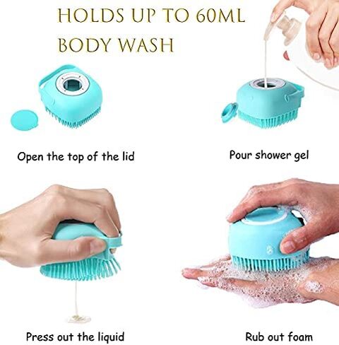 4 Pieces Silicone Soft Bath Shower Brush Exfoliating Body Scrubber with Soap  Dispenser Silicone Massage Bath