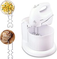 KENWOOD Stand Mixer Hand Mixer (Electric Whisk) 250W with 2.7L Rotary Bowl, 6 Speeds + Turbo Button, Twin Stainless Steel Kneader and Beater for Mixing, Whipping, Whisking, Kneading HM430 White