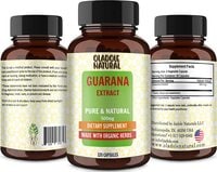 Oladole Natural Guarana Extract 500mg 120 Capsule (Non-Gmo &amp; Gluten Free) Slow Release Natural Coffee Caffeine Pills With No Crash - Increased Focus, Fat Burning, Weight Loss Aid