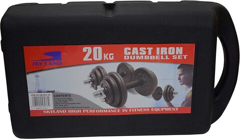 Sky Land Unisex Adult Cast Iron Dumbbell Set Em-9221-20 - Black, L 43 X W 25 X 16 Cm