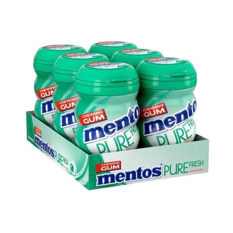 Mentos Pure Fresh Sugar Free Chewing Gum Spearmint Flavour 87.5g Pack of 6 Bottles