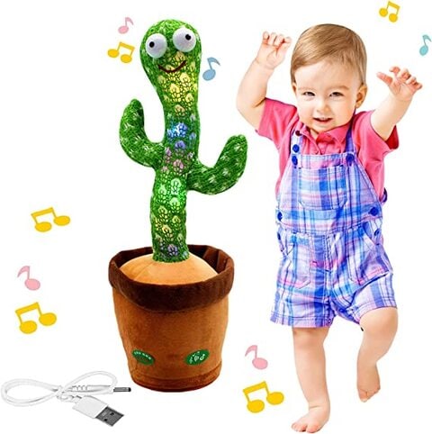 Dancing Cactus Toy, Talking Cactus Toy Repeats What You Say, Wriggle Dancing and Singing Electronic Luminous Cactus, Funny Creative Early Childhood Education Toys (120 Songs)