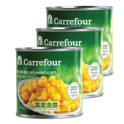 Carrefour Whole Kernel Sweet Corn 340g Pack of 3