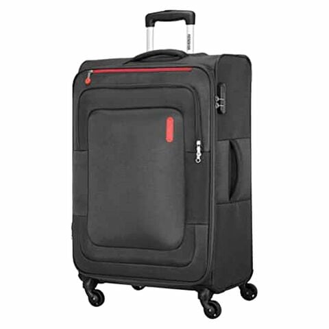 اشتري American Tourister Duncan 4 Wheel Soft Casing Spinner Luggage Trolley 68cm Black في الامارات