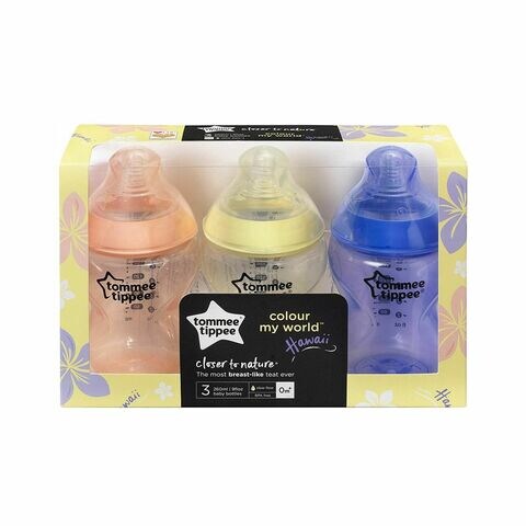 Tommee Tippee Closer To Nature Colour My World Bottle TT42241540 Multicolour 260ml Pack of 3