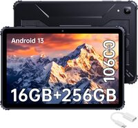 CUBOT Tab KingKong Android 13, Rugged Tablet, 10.1&#39;&#39; With 16GB RAM+256GB ROM/1TB Expandable, FHD+ Display 10600mAh, 8MP+16MP Camera, Waterproof Tablet 4G Dual SIM+5G WiFi Robust Tablet