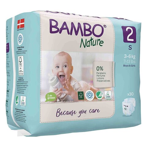 Bamboo Nature Diaper Small Size 2 3-6kg 30 Piece