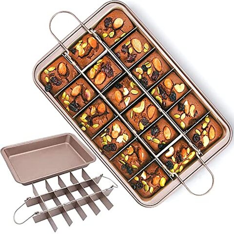 18 Cavity Nonstick Brownie Pan Baking Tray With Divider Carbon