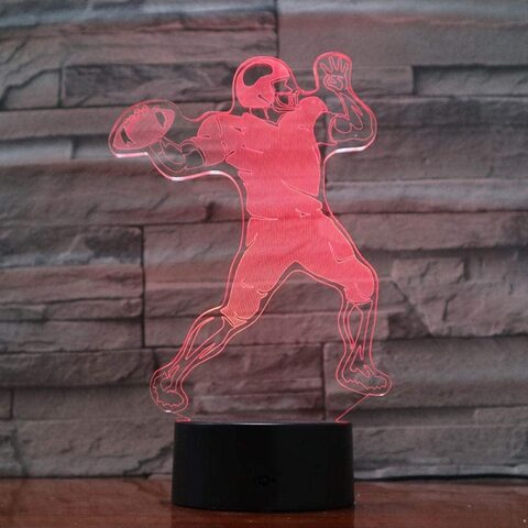 American Football Figure Quarterback Qb USB 3D Led Night Light Boys Child Kids Fans Birthday Gifts Desk Lamp Bedroom Tom Brady