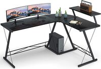 Gameon 3 In 1 L-Shaped Slayer II Xl Series Gaming Desk, 150x112x74cm &amp; Table Top 100x48cm + 60x48cm, With Accessories Stand - Black